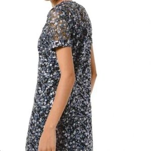NWT MK, MICHAEL KORS  SHORT SLEEVE SEQUINS BLUE, SILVER TENT DRESS, SIZE L